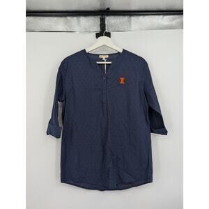 NWT UG Apparel Fighting Illini Football Illinois Women's Small Top Roll Sleeves
